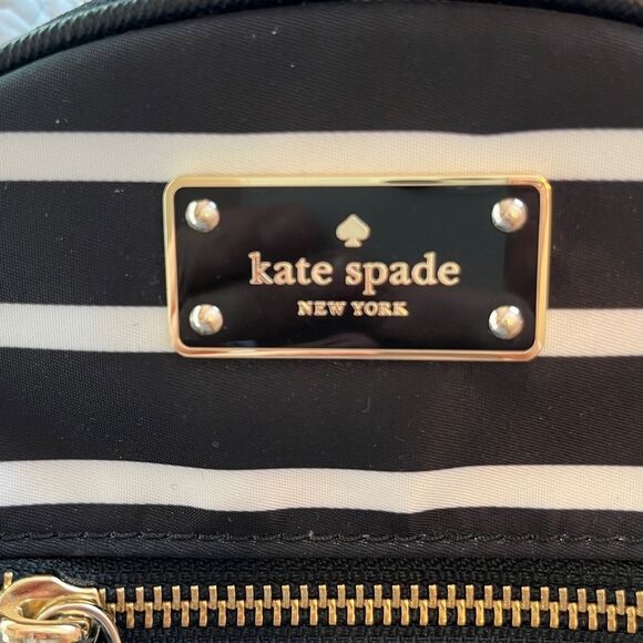Kate Spade Wilson Road Mini Bradley French Stripe Nylon Backpack Black White New - Picture 5 of 9